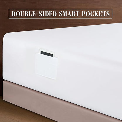 Elegant Comfort Luxurious 1500 Premium Hotel Quality Microfiber 4-Piece Sheet Set, 18-24 Inches Deep - Extra Deep Pocket Sheets - Ultra Soft 4PC Deep Pocket Sheets, Twin/Twin XL, White