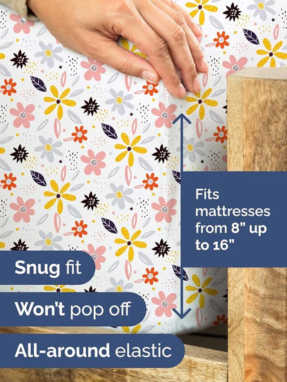 Floral Sheets - Flower Print Bed Sheet Set - 1 Flat, 1 Fitted & 2 Pillowcases w/ Deep Pockets - Comfy, Wrinkle & Fade Free - Boho Botanical Bedding - Soft, Breathable and Cooling - Cal King Size Set
