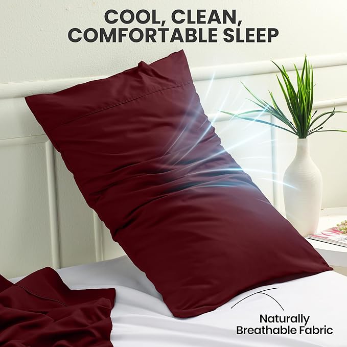 Utopia Bedding Queen Pillow Cases - 2 Pack - Envelope Closure - Soft Brushed Microfiber Fabric - Shrinkage and Fade Resistant Pillow Covers Queen Size 20 X 30 Inches (Queen, Burgundy)
