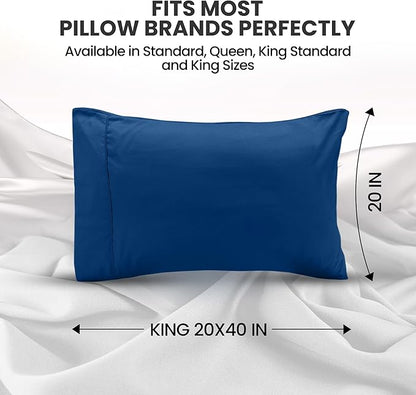 Utopia Bedding Pillow Cases King Size 2-Pack – Soft Brushed Microfiber – Envelope Closure – Perfect for Hospitals, Hotels, Guest Rooms – Oeko-TEX Certified, 20x40 Inches (Blue Dusk)