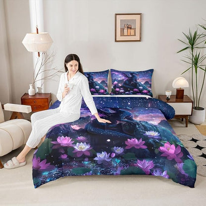 Feelyou Dragon Kids Comforter Set Twin Size Dragon Stuff Bedding Set Wild Life Duvet Quilt for Kids Boys Girls Bedroom Magic Wildlife Decor Blue Purply Ultra Soft Breathable