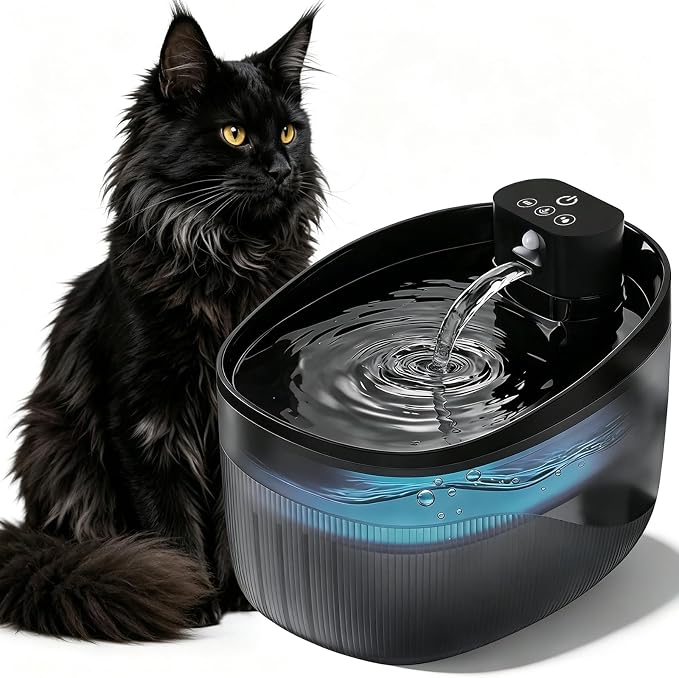 74oz/2.2L Cordless Cat Water Fountain, 5000mAh Battery Operated | 3 Smart Modes, with Motion Sensor, Ultra-Quiet, Pet Drinking Dispenser with LED Light, Wireless Fountain for Cats, Dogs