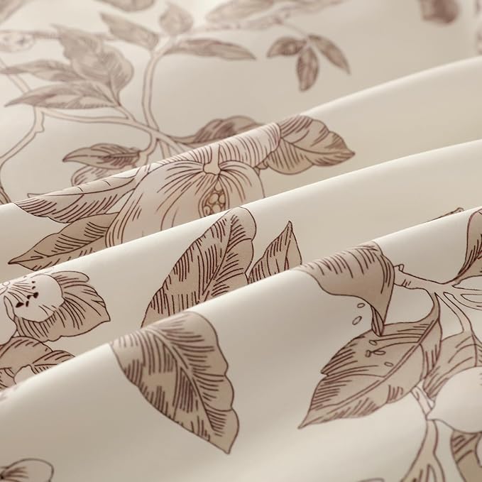 Duvet Cover Set Queen Size Floral Pattern 600 Thread Count Ultra Soft 100% Long Staple Cotton Duvet Cover Sets 3-PC, Breathable Duvet Cover with Zipper Closure & Corner Ties