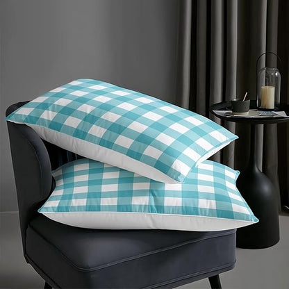 3Pcs Gingham Bedding for Girls,Geometric Patchwork Comforter Set for Boys Girls Kids,Teal Plaid Checkered Comforter for Kids,King Size Vintage Farmhouse Bedding Set 1 Quilt 2 Pillowshams