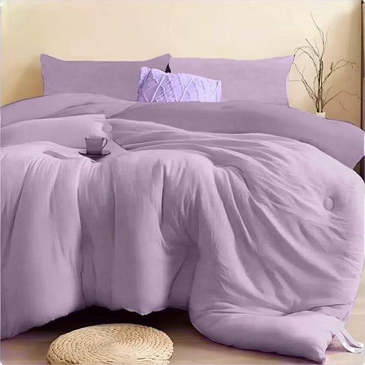 SDIII 3PCS Purple Twin Comforter Set with 2 Pillowcases, Brushed Microfiber Lavender Purple Comforter Twin Lightweight, Bedding Set All Season