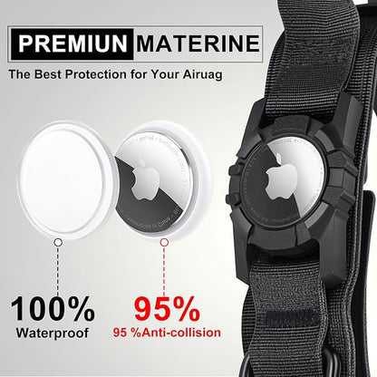 Upgraded Airtag Dog Collar Waterproof, Adjustable GPS Training Nylon | Dog Collar with AirTag Holder, Control Handle and Quick-Release Buckle for Medium and Large Dogs (Black, L)