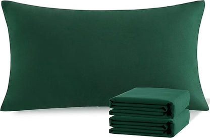NTBAY King Pillowcase Set - 2 Pack Brushed Microfiber 20x40 Pillowcases - Soft, Wrinkle-Free, Fade-Resistant, Stain-Resistant, Dark Green Pillowcases with Envelope Closure - 20x40 Inches, Dark Green