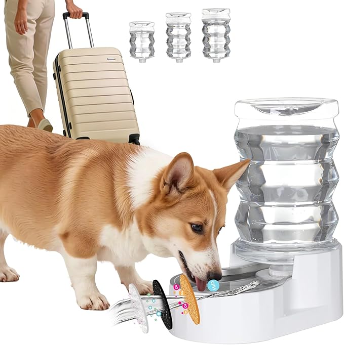 RIZZARI 6.5L Stainless Steel Dog Water Dispenser:Anti Spill for Medium Dogs | Stainless Steel Bowl / No Electricity / Gravity Auto Refill / Stable Base / Easy Cleaning / Home Use