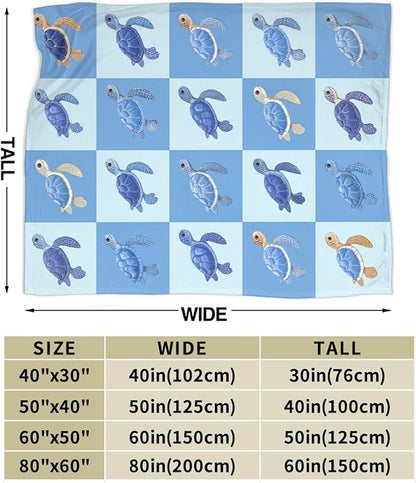 Sea Turtle Blanket Super Soft Warm Fluffy Fleece Flannel Sea Animal Throw Blanket Cozy Fuzzy Plush Stuff Bedding Blankets Gifts for Women Kids Boys Girls Adults 80"X60"