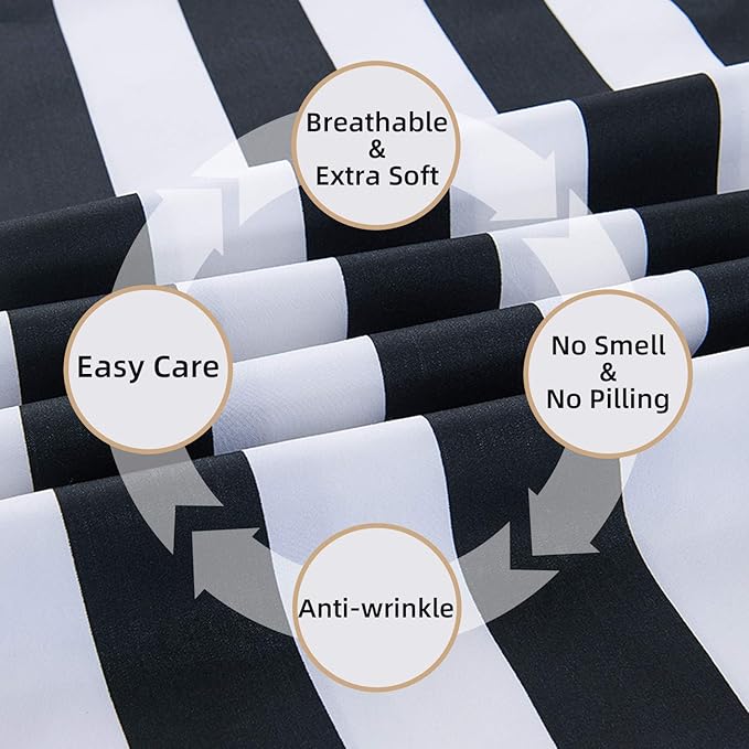 Best Season Queen Size Stripe Sheet Set-4 Piece Super Soft Microfiber Bedding-Deep Pocket, Stain, Fade & Wrinkle Resistant(Black&White)