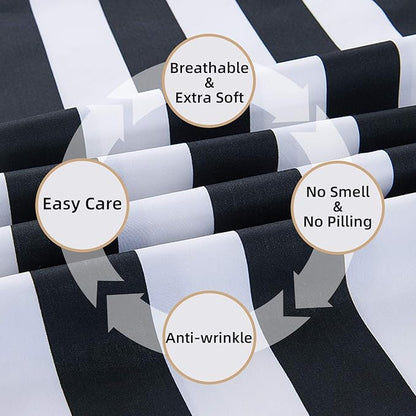 Best Season Stripe Sheet Set-3 Piece Super Soft Microfiber Bedding-Deep Pocket, Stain, Fade & Wrinkle Resistant(Twin Size,Black&White)