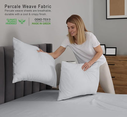 RUVANTI 100% Cotton Sheets – King Size Percale Bedding, Cooling & Breathable, Durable with a Crisp, Soft & Comfortable Feel, 16" Deep Pocket, 4-Piece Set, Quiet Gray