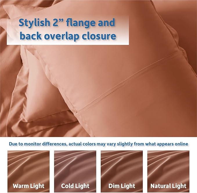 Nestl Rust Duvet Cover Full Size - Soft Double Brushed Full Size Duvet Cover Set, 3 Piece, with Button Closure, 1 Duvet Cover 80x90 inches and 2 Pillow Shams