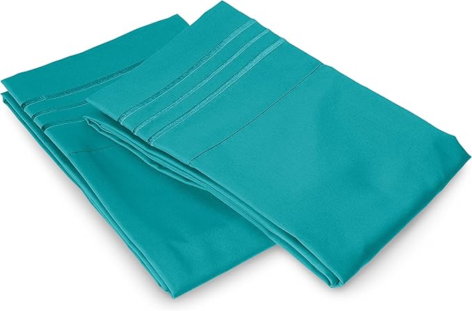 Elegant Comfort Luxury Ultra-Soft 2-Piece Pillowcase Set - 1500 Premium Hotel Quality Microfiber Double Brushed - Wrinkle Resistant, Standard/Queen, Turquoise