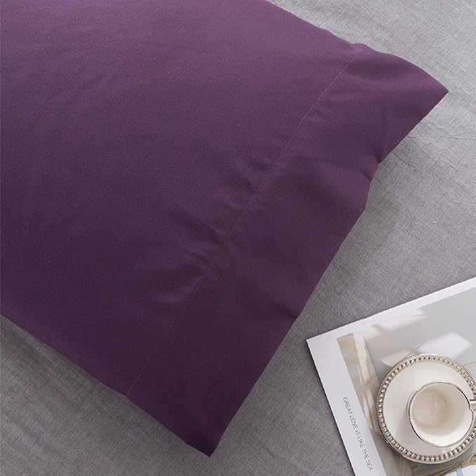 Microfiber Standard Bed Pillowcases 2 Pack, Super Soft Bed Pillow Covers Envelope Closure, Wrinkle, Fade and Stain Resistant, 20x26, Purple