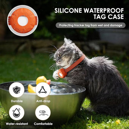 GPS Tracker for Cats (iOS Only), MINI Cat Tracker, Real-Time Location Pet Tracker, No Monthly Fee GPS Tracker, Compatible with Apple Find My,Anti-Lost Smart Tag (Orange)