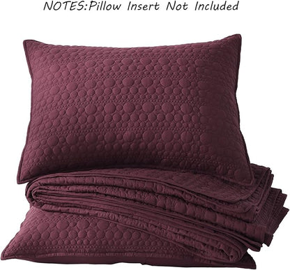 HORIMOTE HOME Burgundy Quilt Set Twin Size, Lightweight Soft Pre-Washed Microfiber Classic Circle Pattern Bedspread Coverlet, 2 Pieces Quilt Bedding Set with Pillow Shams for All Season, 68x86 inches