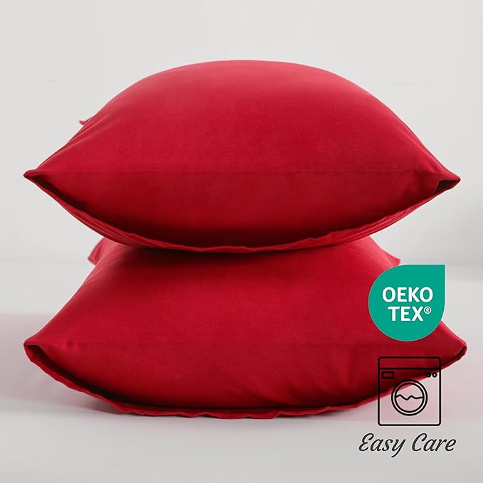 NTBAY Queen Pillow Cases Set of 2, 2 Pack Brushed Microfiber 20x30 Pillow Cases, Soft, Wrinkle, Fade, Stain Resistant Red Pillow Cases with Envelope Closure, 20x30 Inches, Red