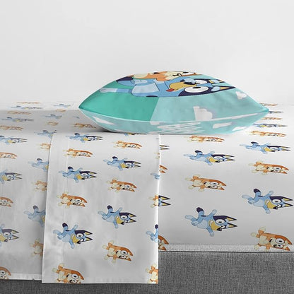 Jay Franco Bluey & Bingo 4 Piece Toddler Size Bed Set – Super Soft Microfiber Bed Set Includes Size Comforter & Sheet Set (Official Bluey Products)