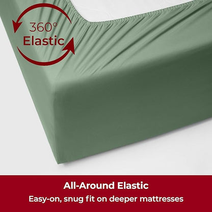 Mellanni Extra Deep Twin XL Sheets - 3 PC Iconic Collection Bedding - Hotel Luxury, Ultra Soft, Cooling Bed Sheets - Wrinkle, Fade, Stain Resistant (Twin Extra Long, Sage)