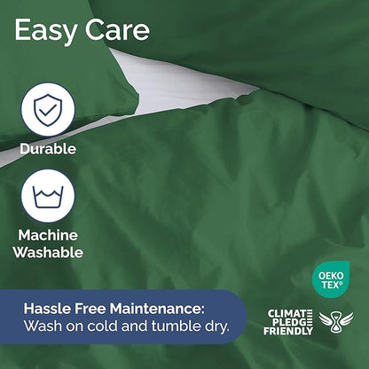 Duvet Cover Full Size Set - Extra Soft Full Duvet Cover 80" x 90" with 2 Pillow Shams - Hotel Luxury, Easy Care & Fade Free with Zipper Closures & Ties - All Season, Comfy & Breathable (Emerald Green)