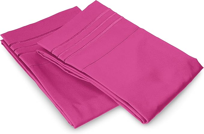 Elegant Comfort Luxury Ultra-Soft 2-Piece Pillowcase Set - 1500 Premium Hotel Quality Microfiber Double Brushed - Wrinkle Resistant, Standard/Queen, Pink