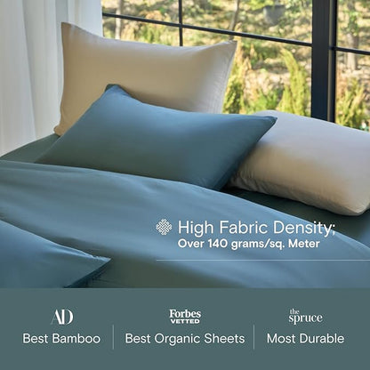 DOZ Sheet Set, 100% Viscose derived from Bamboo, Organically Grown, Buttery Soft, Cooling Sheets, High GSM, Deep Pockets - 2 Piece - 1 Pillowcase 1 Fitted Sheet (Teal, Twin XL)