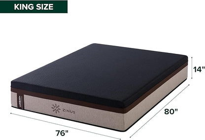 Zinus Lumbar+ Premium 14 Inch Memory Foam Mattress, Lumbar Support, Targeted Pressure Relief, Cooling Gel and Green Tea, Cool-to-The-Touch Cover, Medium Firm Feel, CertiPUR US Certified, King