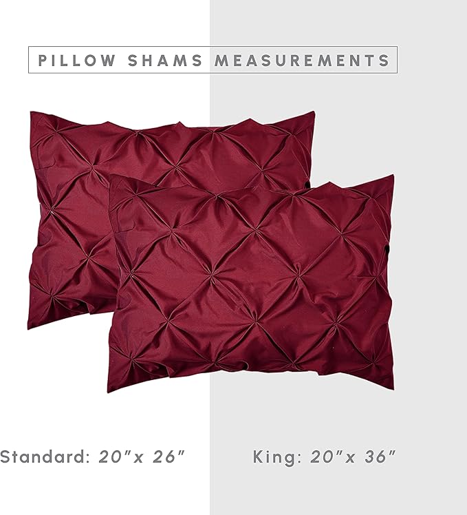 Elegant Comfort 8-Piece Pinch Pleated Comforter Set - All Season Complete Bed in a Bag, Includes 4pc Smart Sheet Set, Bed Skirt, Comforter, Matching Pillowcases and Shams, King/Cal King, Wine Red