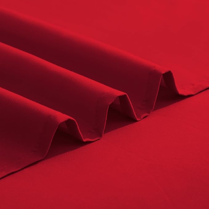 Elegant Comfort Luxurious 1500 Premium Hotel Quality Microfiber Three Line Embroidered Softest 4-Piece Bed Sheet Set, Wrinkle and Fade Resistant, Full, Red