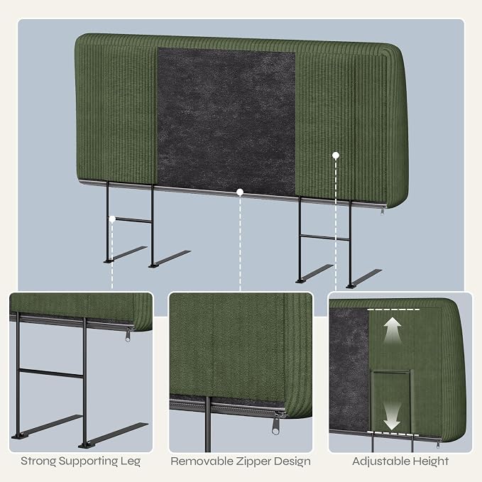 4.7" Upholstered Headboard for Full Size Bed, Height Adjustable and Ergonomic Headboard, Easy Assemble, Sturdy and Durable,Olive Green