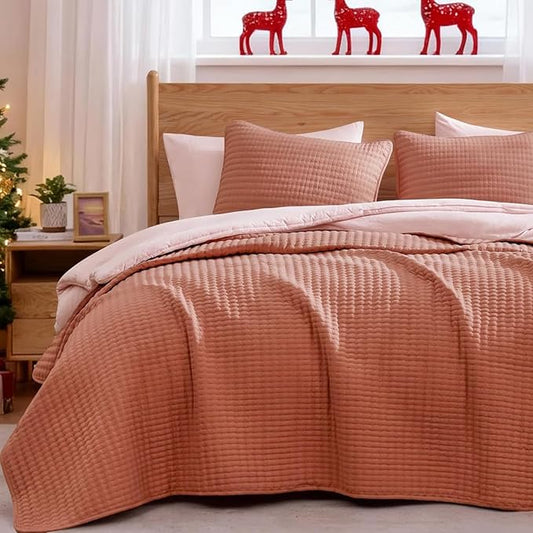 WRENSONGE King Size Quilt-3 Pieces Lightweight Autumn Leaf Fall King Quilt Bedding Set for All Season, Soft Coverlet with 2 Pillow Shams Suitable for Bed & Couch