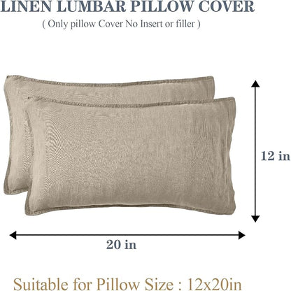 Simple&Opulence 100% Linen Lumbar Pillow Cover 12 x 20 Inches Set of 2 Rectangular Decorative Throw Cushion Cover for Couch Sofa Bed Living Room Office Soft Breathable Farmhouse - Linen