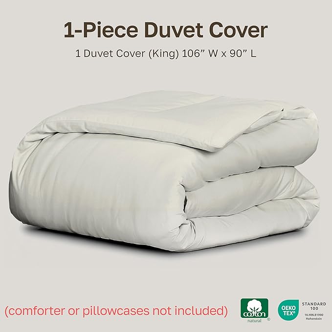 California Design Den King Size Duvet Cover Only - Winner Good Housekeeping Best Bedding Awards 2025, 400 Thread Count Sateen 100% Cotton Duvet Covers King - Ivory (Pale Tone)