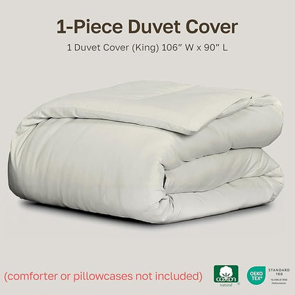 California Design Den King Size Duvet Cover Only - Winner Good Housekeeping Best Bedding Awards 2025, 400 Thread Count Sateen 100% Cotton Duvet Covers King - Ivory (Pale Tone)