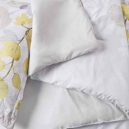 Madison Park Essentials Bed in A Bag - Trendy Casual Design Cozy Comforter with Complete Sheet Set with Side Pocket, All Season Cover, Matching Shams, King, Alexis, Leaf Yellow 9 Piece