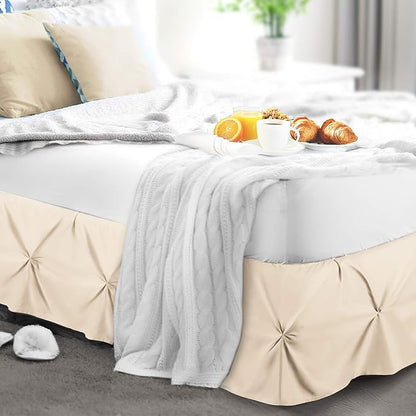 Nestl Beige Cream Bed Skirt Twin Size, Pinch Pleat Twin Bed Skirt, 14" Inch Drop Twin Bedskirt, Hotel Quality Beige Cream Bed Skirts, Microfiber Bedskirt for Twin Bed, Beige Cream Twin Bed Skirt