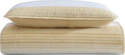 Beatrice Home Fashions Coralinn Striped 2-Piece Quilt Set, Lightweight, All-Seasons, Twin, Yellow Sage