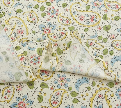 DAUAOTO Cotton Sheets Set California King Printed Bedding Sets, Farmhouse Paisley Pattern Bedlinen for Cal King Bed Up to 14" Deep Mattress Yellow