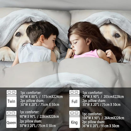 Grey Dog Comforter Set Twin Size Boy,Kawaii Pet Dog Animal Print Bedding Set for Girl,Cute Pet Puppy Print Comforter Quilt for Boys,Kawaii Animal Puppy Dog Pals Bedding Bedroom Bed Decor