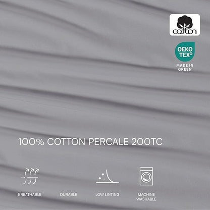 Lacoste 100% Cotton Percale 3-Piece Sheet Set – Cool, Crisp, Matte, and Durable, Oeko-Tex Certified – Solid, Sleet, Twin