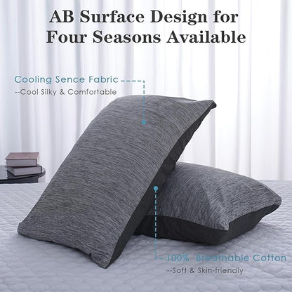 CHOSHOME Cooling Pillow Cases Zipper Pillow Covers Q-Max > 0.45 Zippered Pillowcases for Hot Sleepers, Soft, Breathable, Skin-Friendly, 4 Pack (King, 20"x36", Black)