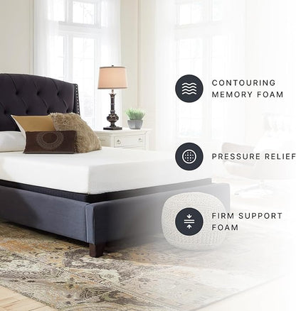 Signature Design by Ashley Full Size Chime 8 Inch Medium Firm Gel Memory Foam Mattress with Green Tea & Charcoal Extract, Fiberglass Free, Mattress In A Box