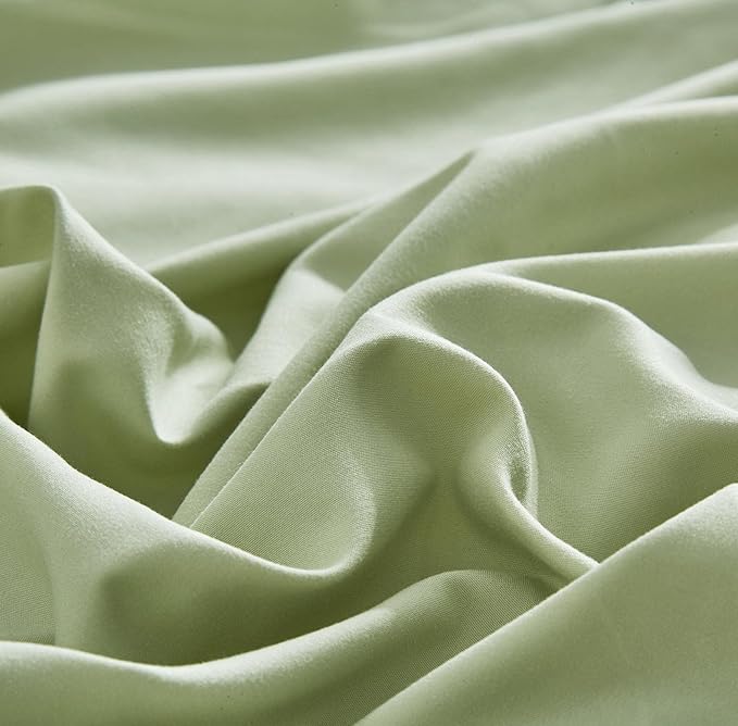 KAREVER Sage Comforter Set Full Green Bedding Set Women Bed Comforter Set Breathable Blanket Teens Light Sage Green Lightweight Quilts Set Full Size
