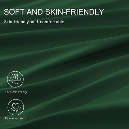 Monbix Queen Comforter Set - 7 Pieces Emerald Green Bed in a Bag Queen Bedding Sets with Comforters, All Seasons Comforter Bed Set with Sheets, Pillowcases & Shams
