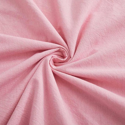 LOVQUE Pink Cotton Duvet Cover Twin Size, Linen Like Natural Bedding Set with Zipper Closure (No Comforter), 68x90 Inches