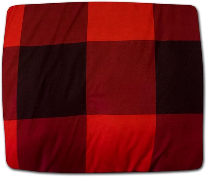 Sweet Home Collection 4 Piece Buffalo Check Plaid Design Reversible to Solid Color with 2 Shams & Throw Pillow, Full/Queen, Burgundy