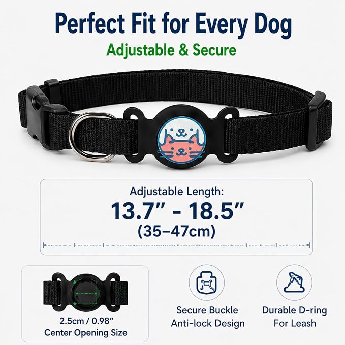 GPS Dog Tracker Collar, Android Only Pet Tracker with Adjustable Collar Compatible with Google Find My, Waterproof Smart Tag Dog Collar, No Monthly Fee, for Small Medium Large Dogs