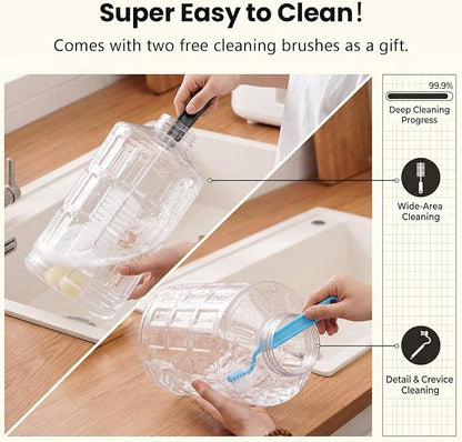 CZPET Dog Water Bowl Dispenser 7L, Wider Mouth Gravity Refilling (White) | With Stainless Steel Bowl Gravity Waterer, Large Capacity and Drinking Area Noise-Free for Pets