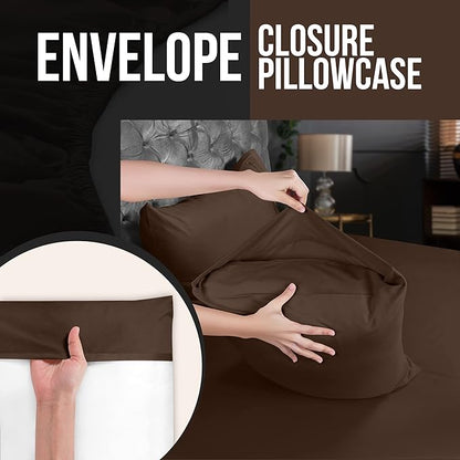 Utopia Bedding Queen Pillow Cases - 4 Pack - Envelope Closure - Soft Brushed Microfiber Fabric - Shrinkage and Fade Resistant Pillow Covers Queen Size 20 X 30 Inches (Queen, Brown)